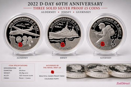 2022 D-DAY SILVER PROOF COIN SET 60TH ANNIVERSARY Collector Set COA BOX MINT