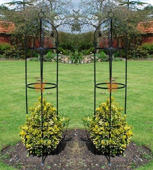 Set of 2 Garden Obelisk Climbing Plants Support Roses Metal Arch 1.9m High Pair