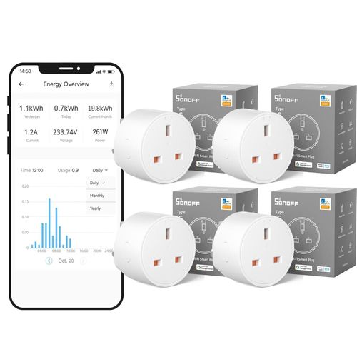 4 Pack Sonoff WiFi Smart Plug Socket Plug Works with Alexa, Google Home, eWelink — image 1