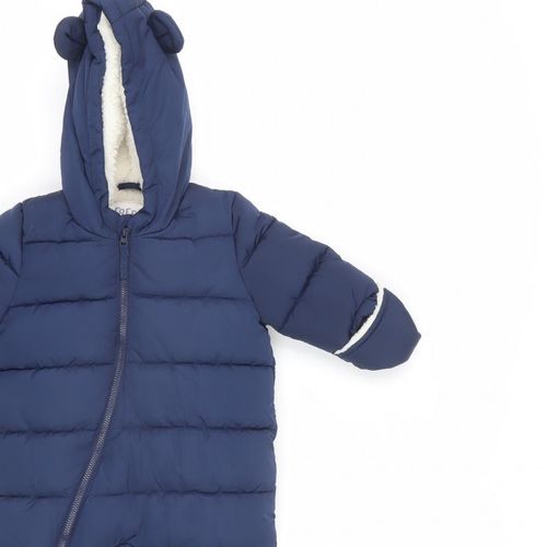 Fred & Flo Unisex Baby & Toddler Puffer Jacket Snowsuit Size 3-6 Months Blue — image 12