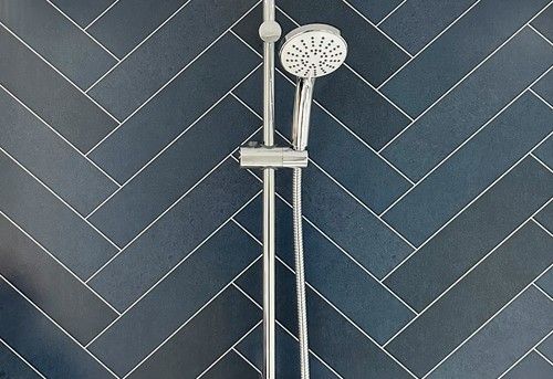 Multi Navy Chevron Tile 1000mm Shower Wall Panel 1m x 2.4m PVC Bathroom Cladding