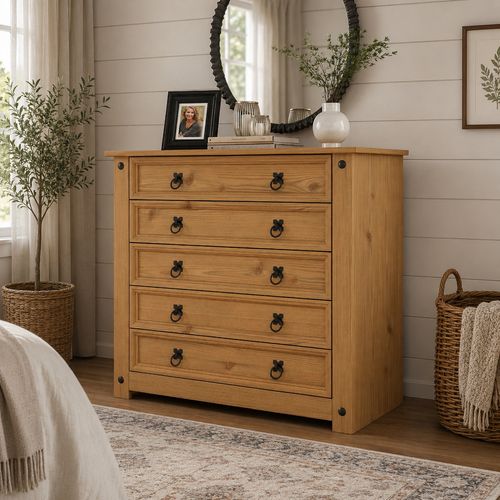 Corona Chest of Drawers Pine 5 Drawer Solid Pine Mexican Wax — image 5