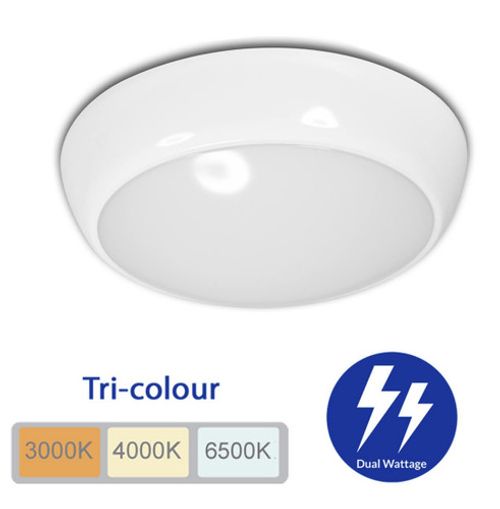 LED Bulkhead Light IP65 Round 2D Style 4 Power Selectable CCT Ceiling Wall Light
