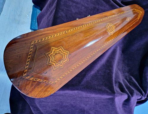 antique inlaid  mahogany violin case with Carry Handle Metal Fittings