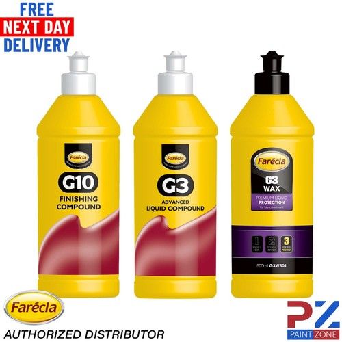 G3 Farecla 3pc Kit – Wax 500ml + Advanced Liquid 500ml + G10 Compound 500ml PR
