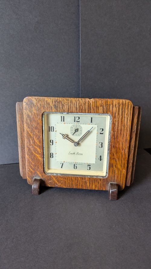 Art Deco Early 20th Century Mechanical Wind Up Smiths Alarm Clock Working Order — image 9