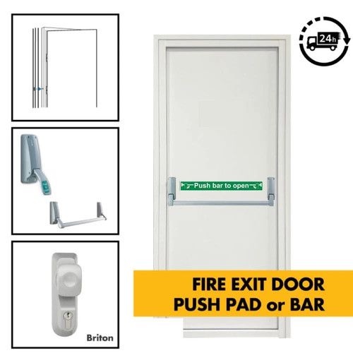 Fire Exit Door Steel Emergency Escape Door & Optional  Frame Push Bar/Pad