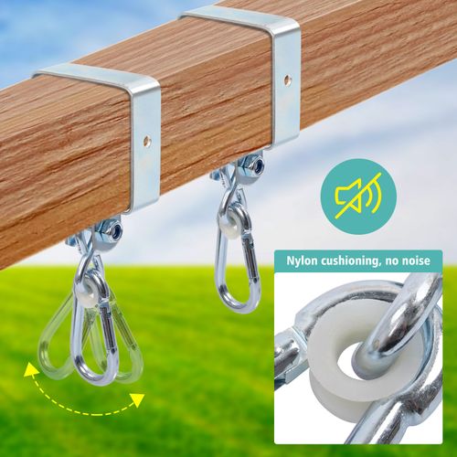 Set of 2 Swing Hooks Clamps with Carabiner For Square Edge Wood 9 x 9 cm 200KG — image 5