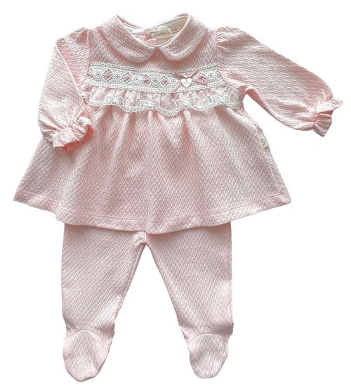 Baby Girl 3 Piece Outfit Set Dress Leggings Headband Cotton PINK — image 7