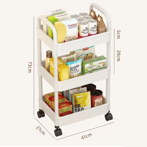 3 Tier Storage Trolley Cart on Wheels Kitchen Bathroom Laundry Rolling Rack — image 1