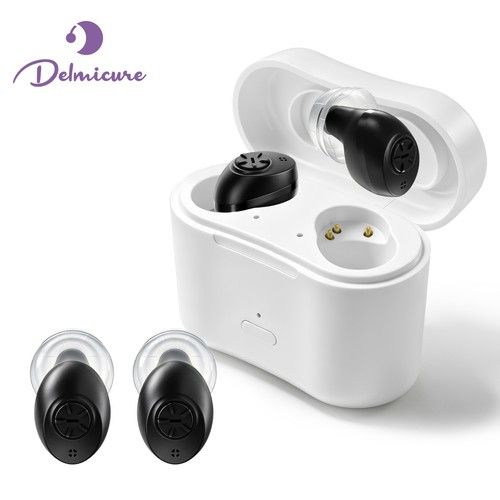 Delmicure Hearing Aids for Seniors, Adaptive Noise Reduction, Rechargeable, Pair