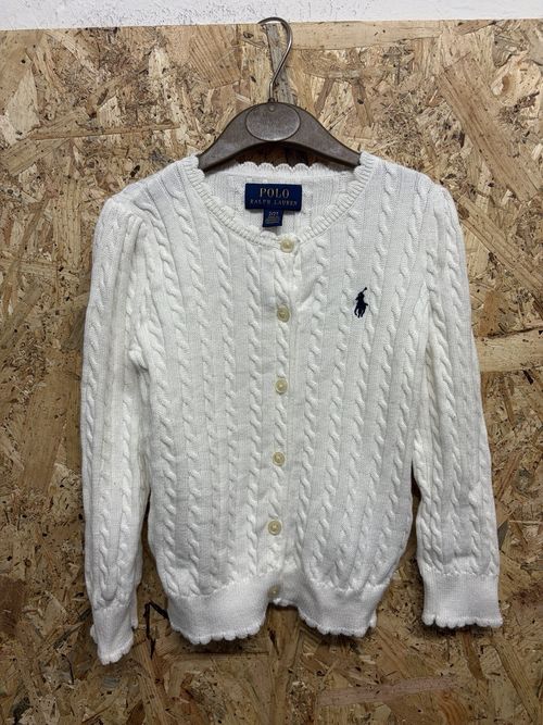 Polo Ralph Lauren Girls White Cable Knit Cotton Button Cardigan 2/2T Toddler — image 1