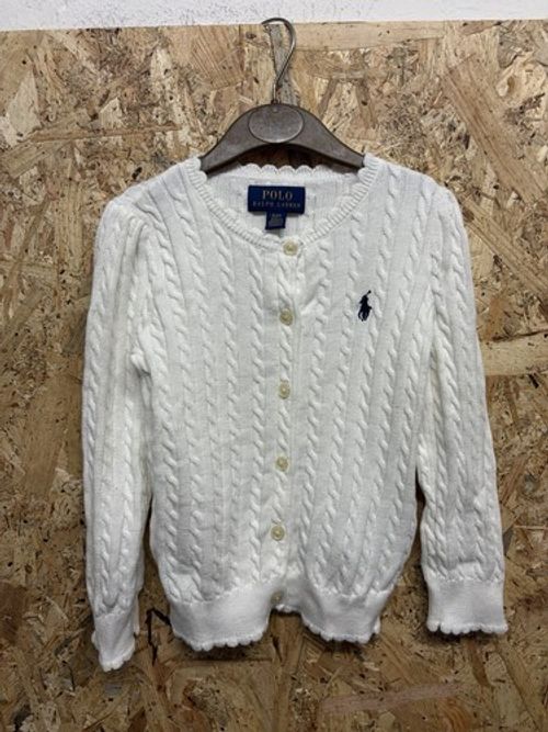 Polo Ralph Lauren Girls White Cable Knit Cotton Button Cardigan 2/2T Toddler