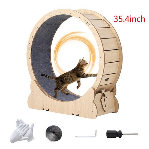 35.4" Cat Exercise Wheel Cats Running Wheel Toy Treadmill  E1 board Safety Lock