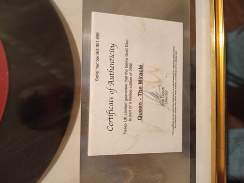 Queen The Miracle Limited Edition Gold Framed Presentation Disc COA BG-301-056 — image 7