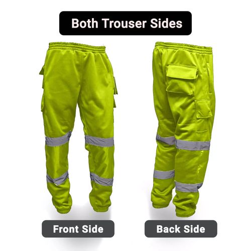 Hi Viz Vis Fleece Trousers Jogging Bottoms Safety Pants Work Wear Joggers Sweat — image 3