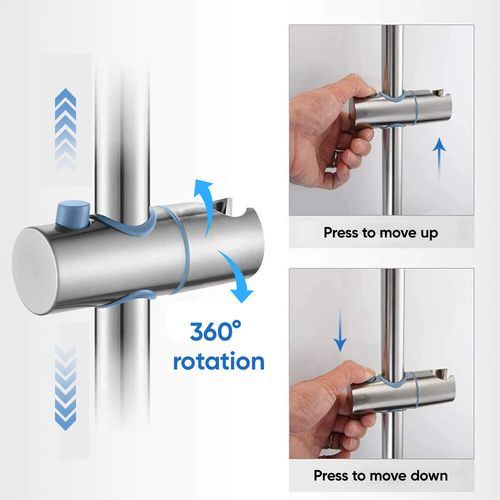 Shower Riser Rail Kit Adjustable Chrome Head Holder Bracket Bathroom Shower Rod — image 7
