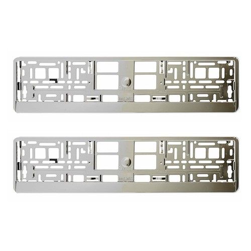 2 x "SUPER CHROME" EFFECT NUMBER PLATE HOLDER SURROUND CAR