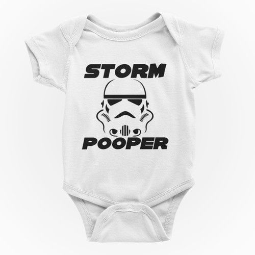 Star Wars Storm Trooper Baby Grow Vest Storm Pooper Funny Joke New Parent Gift