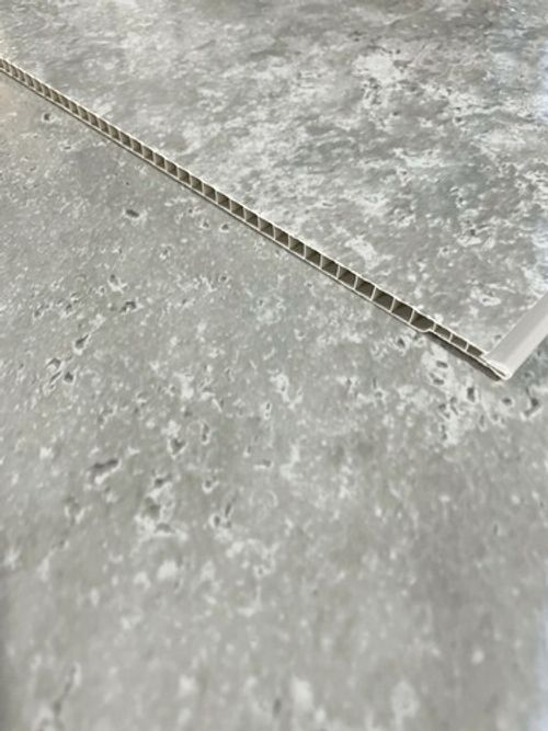 Grey Concrete Gloss Bathroom Wall Panels Shower Wet Wall PVC Cladding Kitchen 