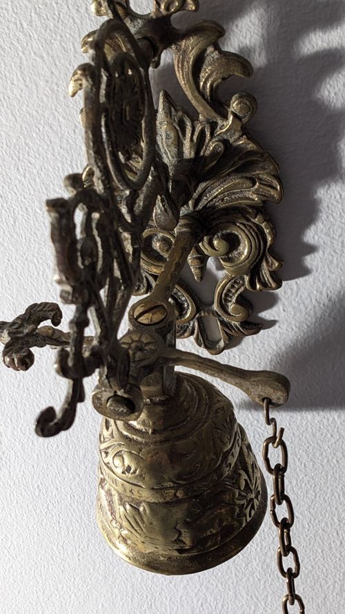 Antique Brass Monastery Bell Ornate and Heavy — image 12