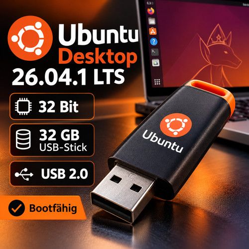 Ubuntu Desktop 26.04.1 LTS Live and Install USB Flash Drive 32GB 