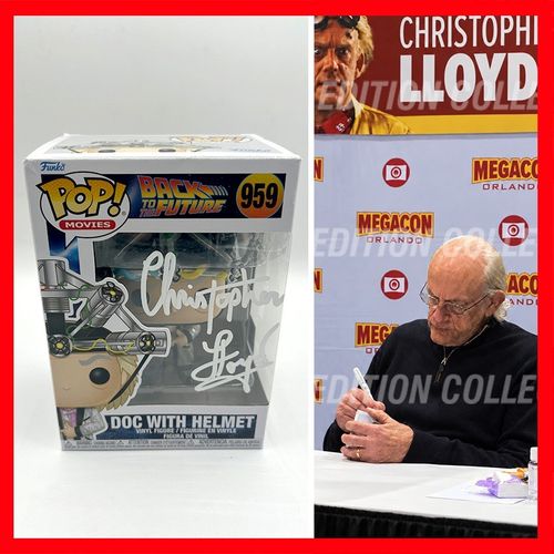 CHRISTOPHER LLOYD SIGNED Doc with Helmet Funko #959 Back to the Future COA & PIC — image 1