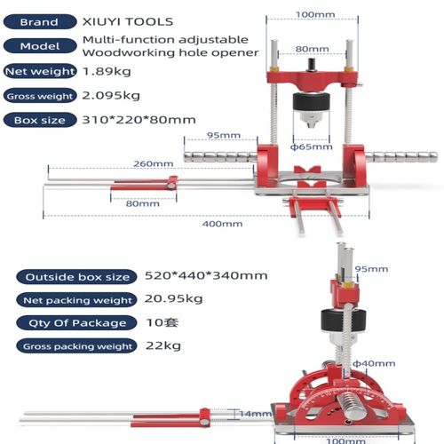 Multi-Angle Drill Guide w/Handles Hole Punch Locator Adjustable Drilling Height  — image 2
