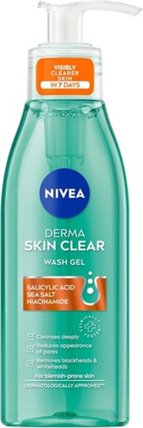 NIVEA Derma Skin Clear Wash Gel (150ml), Deep Cleansing Face