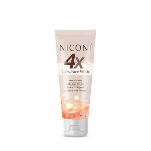 NICONI 4X De-Tan Face Wash 100ml Glutathione Kojic Acid Vitamin C AHA