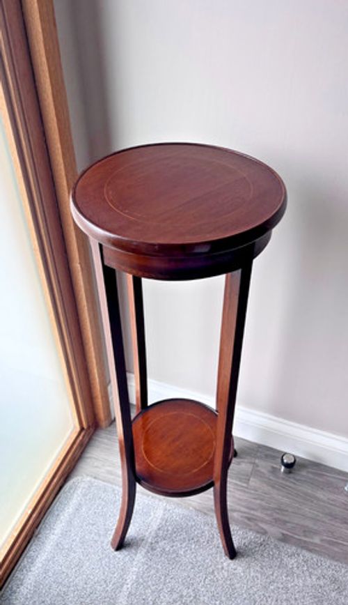 Elegant Edwardian Inlaid Mahogany Two Tier Aspidistra Plant Stand