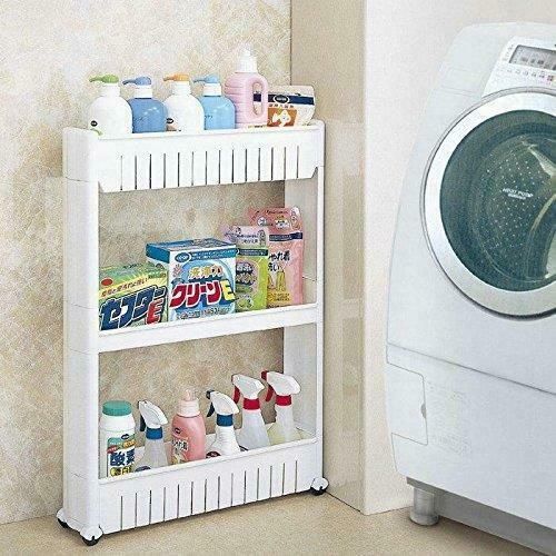 3 Tier Slide Out Multi Storage Cabinet Tower Folding Rolling Castor Trolley Rack — image 5