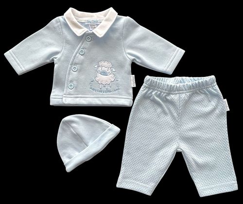Premature Baby Girl 3 Piece Outfit Lamb Jacket Trousers Hat PINK — image 9