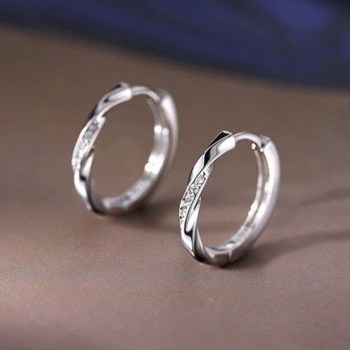 Elegant Crystal Huggie Hoop Earrings 925 Sterling Silver Jewellery women Girl UK