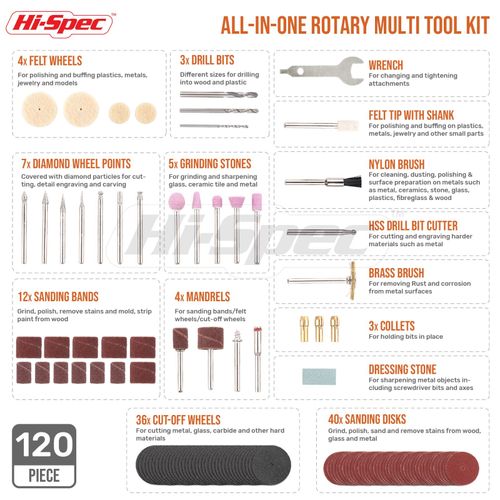 Dremel Compatible Multi Tool Kit 170W Rotary Tool Set 121pc Drill Cut Sand Grind — image 2