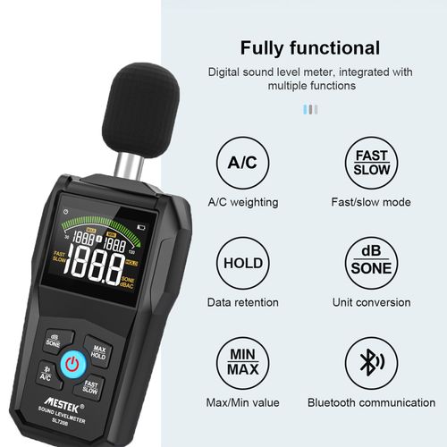 Bluetooth Decibel Meter Sound Level Reader 30-130dB SONE Noise Meter Recorder AC — image 8