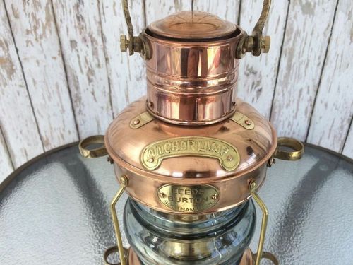 Brass & Copper Anchor Oil Lamp Nautical Maritime Ship Lantern Boat Light Solid — image 2