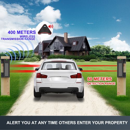 Htzsafe Solar Wireless Driveway Alarm System No Wiring No Need Replace Battery — image 3