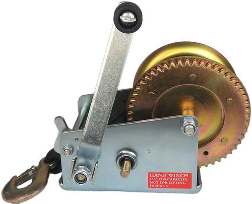 Manual Hand Winch 2500lbs Boat Trailer Caravan 10m 32ft Strap Length Marine Pull
