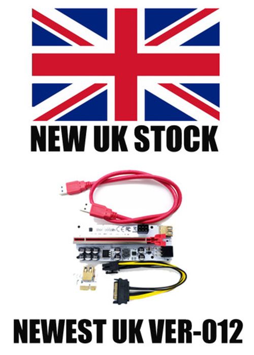 UK VER012 PCI-E Riser Card PCIe 1x to 16x USB 3.0 Data Cable Bitcoin Mining A+++