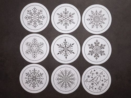 Stencil Sashiko Christmas template Snowflake quilting embroidery template