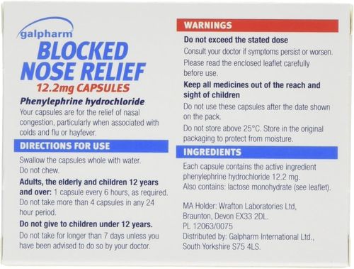 60 Galpharm Blocked Nose Relief 12.2mg Capsules –  Helps in Cold, Flu & Hayfever — image 6