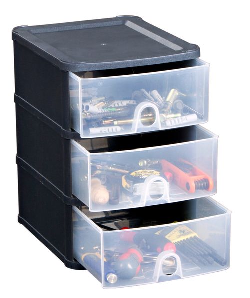 4 x Uni Handy 3 Tier Plastic Drawers Storage Chest Tower Office Home School — image 4