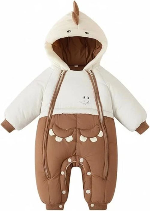 Baby Toddler Boys Girls Hooded Winter Romper Snowsuit Pram Suit Size 6-12 Months