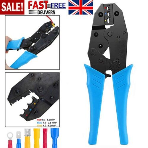 9" Ratchet Crimper Plier Cable Wire Electrical Crimp Tool Terminals Crimping Kit