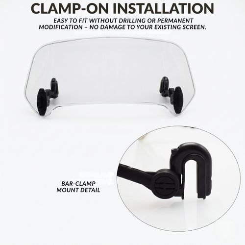Motorbike Motorcycle Clip On Windshield Wind Screen Deflector Extension Spoiler — image 9