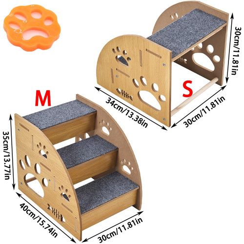 2/3 Steps Pet Ramp Wooden Dog Steps Stairs Cat Detachable Ladder For Bed Sofa