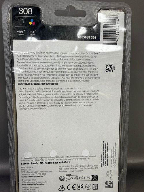 HP 308 2-Pack Black / Tri-color Original Ink Cartridge - 6L6S6UE BNIB IN DATE — image 2