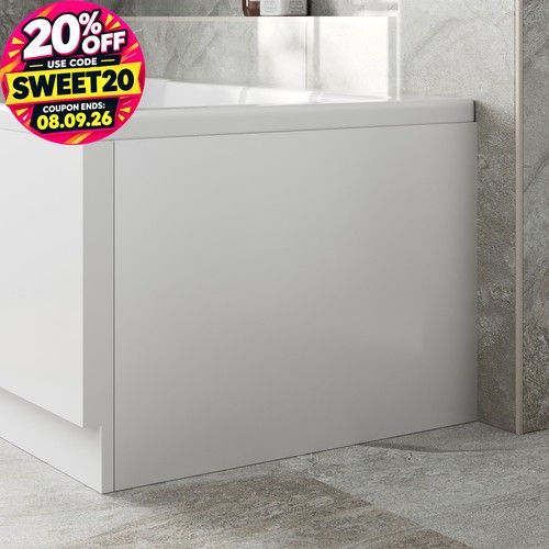 Essentials White Acrylic Bath End Panel for Straight Square Baths 700-750mm