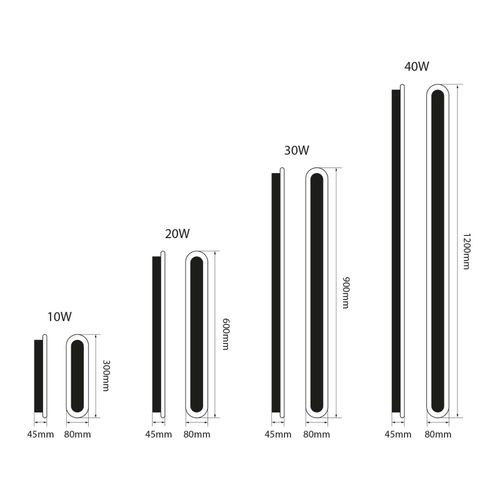 LED Linear Oval/Rectangular Wall Light Black Modern CCT IP65 Indoor/Outdoor Lamp — image 6